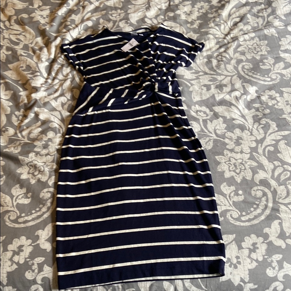 Navy and White Striped Dress